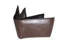 Elegant Genuine Leather Wallet & Card Holder - Quad Folding Dark Brown