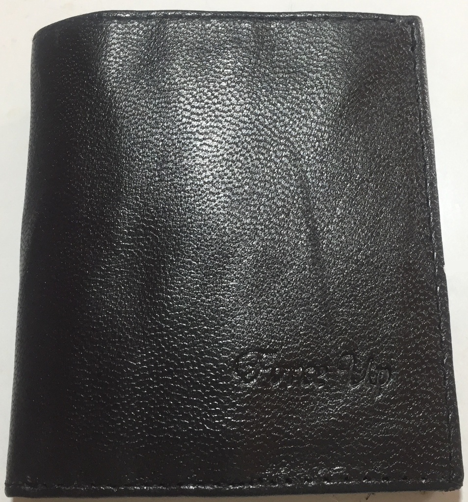 Elegant Genuine Leather Wallet & Card Holder - Quad Folding - Black