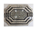 Serving Tray, Wood & Seashell - 3 Pieces - Rectangle & Quadrant Corner