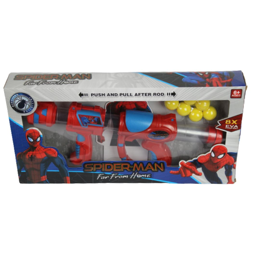 spider man pistol, red color, with 8 bullets