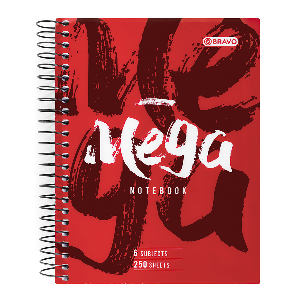 Mega Spiral Notebook - Med size B5 - 250 Sheets - Red
