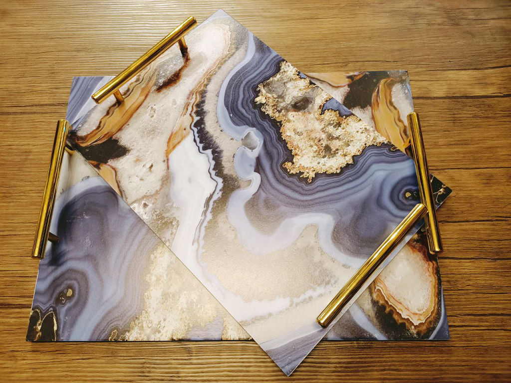 Serving Tray - Wood - 2 Pieces - Rectangle - Printed 104