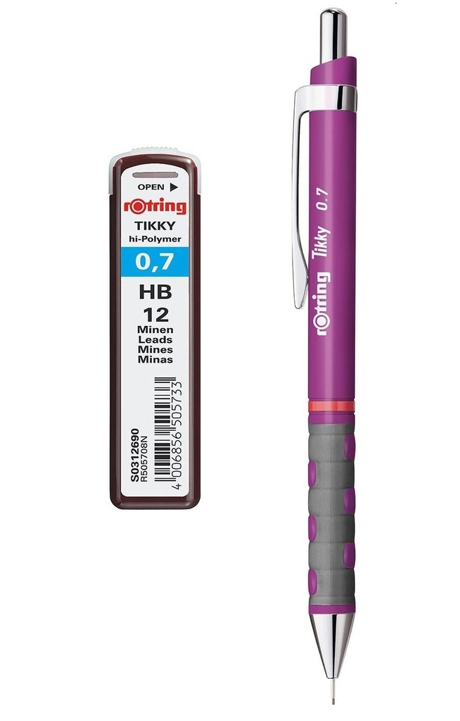 Tikky Mechanical Pencil With Eraser - 0.7 Mm - Purple - Leads 0.7 Mm HB