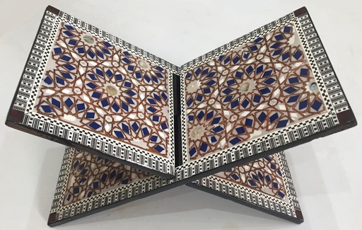 [Mushaf-Hold-1-12] Quran Holder - Seashell And Wood - With Blue Color
