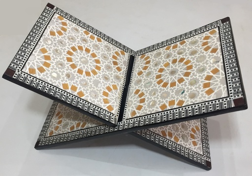 [Mushaf-Hold-1-13] Quran Holder - Seashell And Wood  - Orange And White