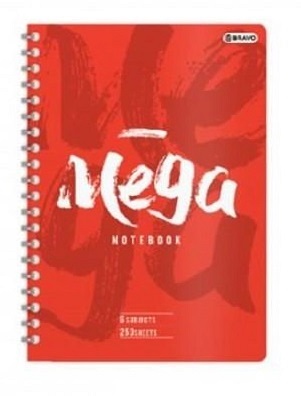 [NB-Sas-Mega-Re] Mega A4 Spiral Notebook - 250 Sheets - Red