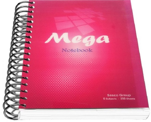 [NB-Sas-Mega-Pink] Mega A4 Spiral Notebook - 250 Sheets - Pink