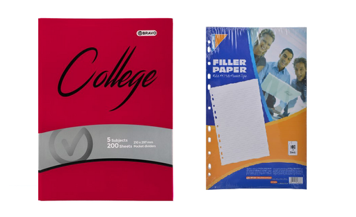 [Bund-NB-Coll+Fill-1] Offer: College A4 Binder Notebook – 200 Sheets - with Mintra A4 Size Lined Filler Paper