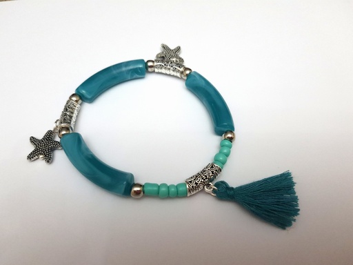 [ABFly-BR21870026] Bracelet From ABfly - Acrylic Turquoise Bracelet With Starfish Pendant