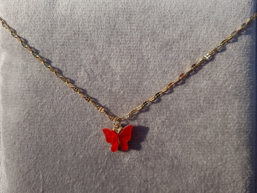 [ABFly-CH21870006] Necklace From ABfly - Red Butterfly Chinese Gold Chain