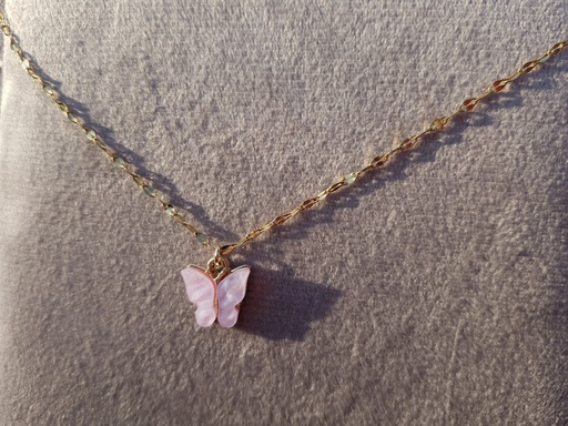 [ABFly-CH21870029] Necklace From ABfly - Lavender Butterfly Chinese Gold Chain