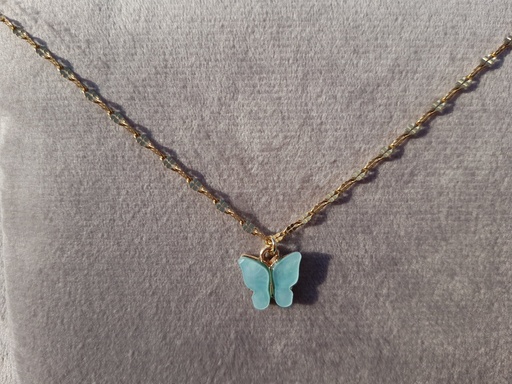 [ABFly-CH21870034] Necklace From ABfly - Baby Blue Butterfly Chinese Gold Chain