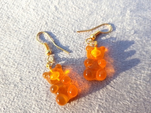 [ABFly-CR21870029] Earrings From ABfly - Orange Gummy Bear Gold Plated Earrings