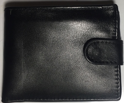 [Wa2-Saud-Bl] Elegant Genuine Leather Solid Wallet & Card Holder - Black