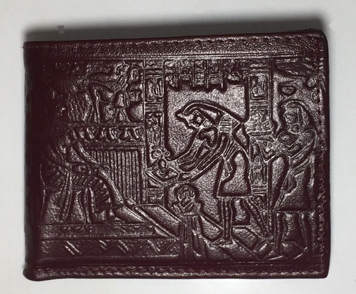 [Wa2-Phara-Mar] Elegant Men Solid Wallet & Card Holders - Maroon With Pharaonic Print