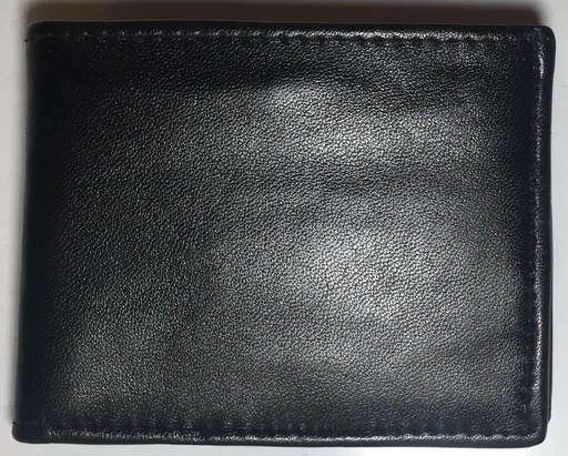 [Wa2-7thBig-Bl] Elegant Genuine Leather Wallet & Card Holders - Tri-fold - Black