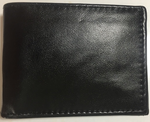 [Wa2-7thSmall-Bl] Elegant Genuine Leather Wallet & Card Holders - V Pockets - Black