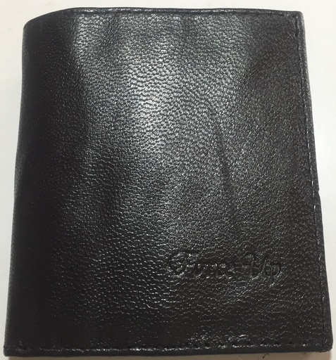 [Wa2-Quad-Bl] Elegant Genuine Leather Wallet & Card Holder - Quad Folding - Black