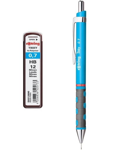 [Penc-Rotr-7LBlu+HB] Tikky Mechanical Pencil With Eraser - 0.7 Mm - Light Blue - Leads 0.7 Mm HB