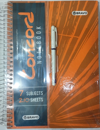 [NB-Sas-Conc-Or] Concord A4 Spiral Notebook With Pen - 210 Sheets - Orange