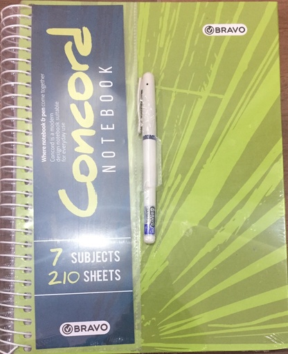 [NB-Sas-Conc-Grn] Concord A4 Spiral Notebook With Pen - 210 Sheets - Green