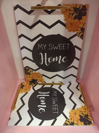 [Serv-Tray-101] Serving Tray - Wood - 2 Pieces - Rectangle - Print My Sweet Home - 101