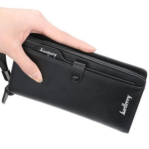 [Wa-Bael-2-Bl] Men Long Zipper Wallet For Money, IDs And Cards - Black