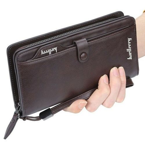 [Wa-Bael-2-Br] Men Long Zipper Wallet For Money And Cards - Brown