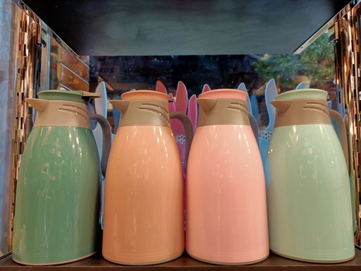 [Thermos25-1-Pink] Travel Thermos 1.3 L Plastic - LINA - Hot & Cold - Pink & Grey