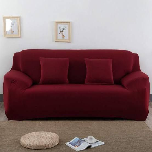 [Sofa-cover-1-Mar] Sofa Cover- 4 Pieces - Plush - Maroon