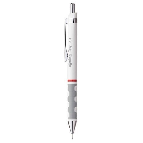 [Penc-Rotr-5Wh] Tikky Mechanical Pencil With Eraser - 0.5 Mm - White