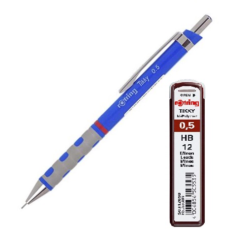 [Penc-Rotr-5Blu+HB] Tikky Mechanical Pencil With Eraser - 0.5 Mm - Blue - Leads 0.5 Mm HB