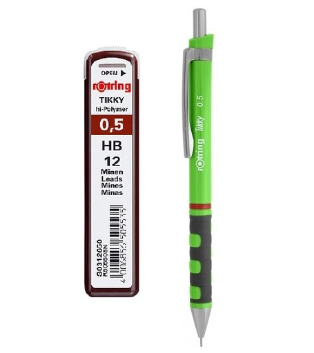 [Penc-Rotr-5Grn+HB] Tikky Mechanical Pencil With Eraser - 0.5 Mm - Green - Leads 0.5 Mm HB