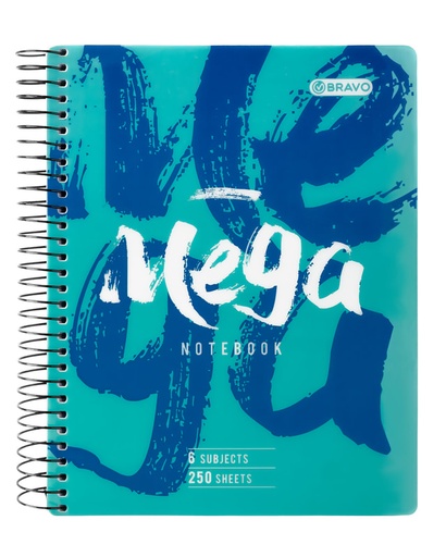 [NB-Sas-Mega-LBlu] Mega A4 Spiral Notebook - 6 subjetcs - 250 Sheets - Mint color (Light Blue)
