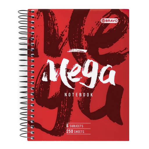 [NB-Sas-B5-Mega-Red] Mega Spiral Notebook - Med size B5 - 250 Sheets - Red