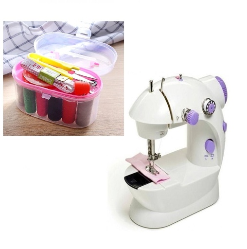 [Sew-mc1+acc1] Mini Sewing Machine - 2 Speeds With Sewing Accessories Box