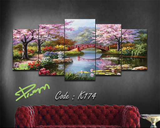 [Tblu-24-151] A Wall Art, Wood Modern Tableau For Decor, 5 Pcs, 60 X 130 Cm, 24-151