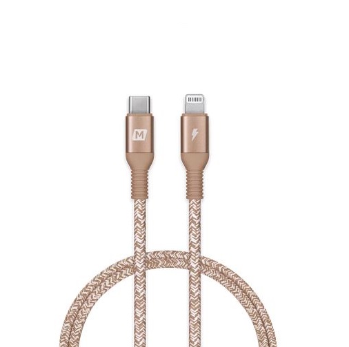 [Cable-Momax-e-DL31L] Momax Elite Link DL31L USB C to Lightning Nylon-Braided Fast Charging Cable - 1.2M - Gold