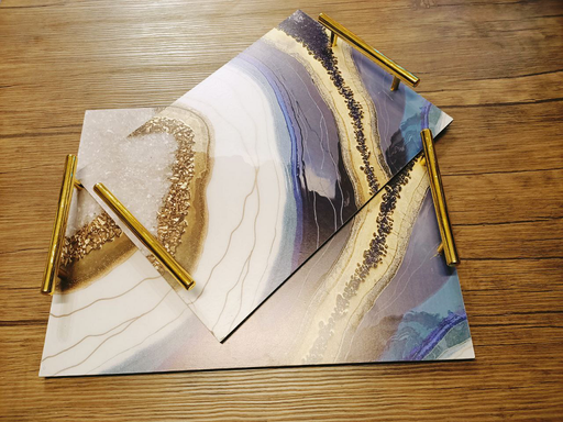 [Serv-Tray-105] Serving Tray - Wood - 2 Pieces - Rectangle - Printed