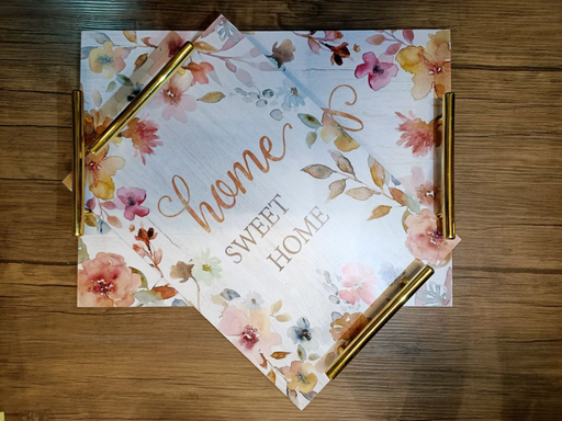 [Serv-Tray-110] Serving Tray - Wood - 2 Pieces - Rectangle - Printed
