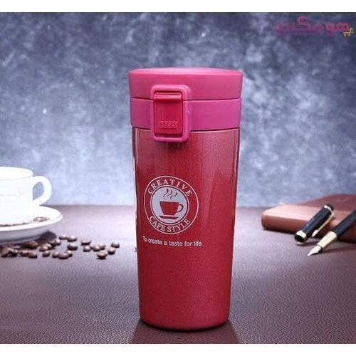 [Mug-Insu21-Tomo-Pink] Travel Thermal Mug 380 ML Insulated Stainless Steel Safety Button - Pink