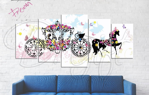 [Tblu-24-154] A Wall Art, Wood Modern Tableau For Decor, 5 Pcs, 60 X 130 Cm, 24-154