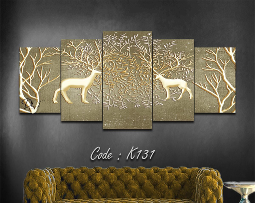 [Tblu-24-156] A Wall Art, Wood Modern Tableau For Decor, 5 Pcs, 60 X 130 Cm, 24-156