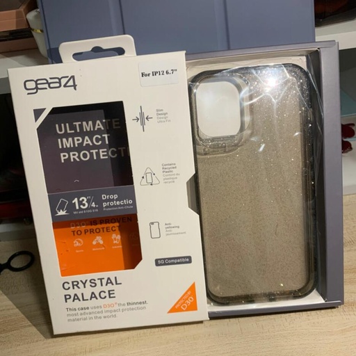 [MBCov-Gear4-100886] Original Gear4 Crystal Palace Case, 4m Drop Protection, D3O Technology, Anti-Yellowing, for Apple iPhone 12 Pro Max - glitter black