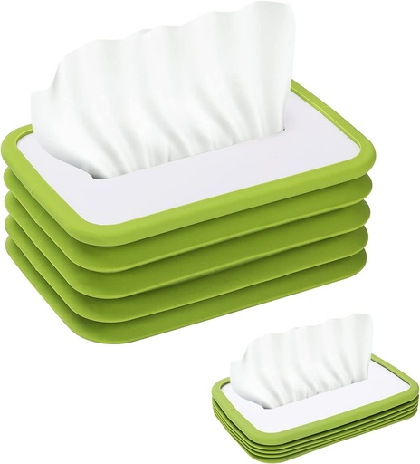 [TissueBox1-Gr] Scalable Tissue Box, Silicone Elastic Tissue Box Holder Dispenser, Lifting Tissue Box for Home, Car & Restaurant - Green