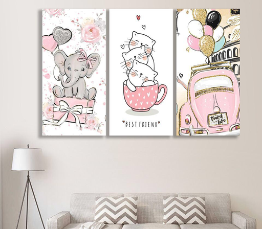 [Tblu-24-054] A Wall Art, Wood Modern Tableau For Decor, 3 Pcs, 60 X 90 Cm, 24-054