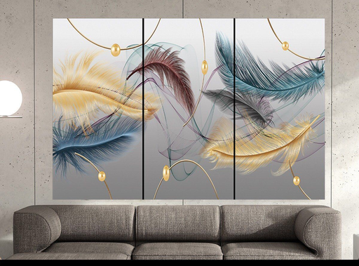 [Tblu-24-059] A Wall Art, Wood Modern Tableau For Decor, 3 Pcs, 60 X 90 Cm, 24-059