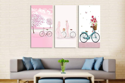 [Tblu-24-068] A Wall Art, Wood Modern Tableau For Decor, 3 Pcs, 60 X 90 Cm, 24-068