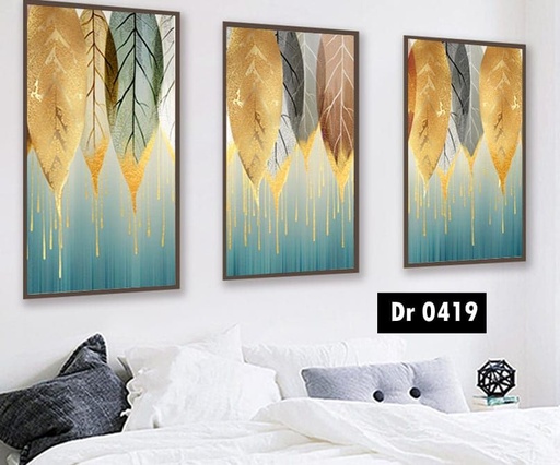 [Tblu-24-074] A Wall Art, Wood Modern Tableau For Decor, 3 Pcs, 60 X 90 Cm, 24-074